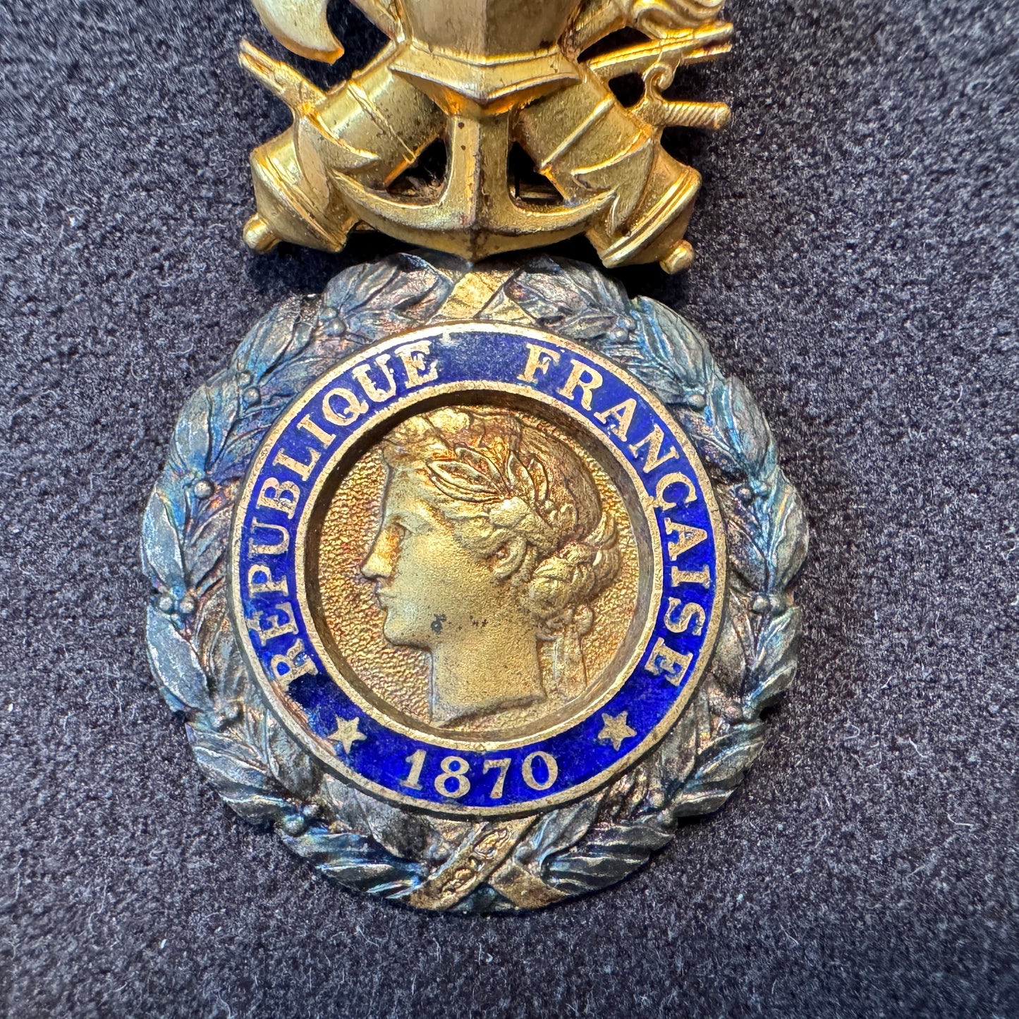 Médaille décoration militaire en argent émaillé - « Valeur et discipline 1870 »