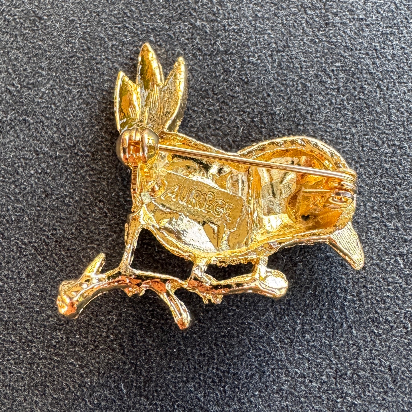 Broche Vintage en métal doré « oiseau »