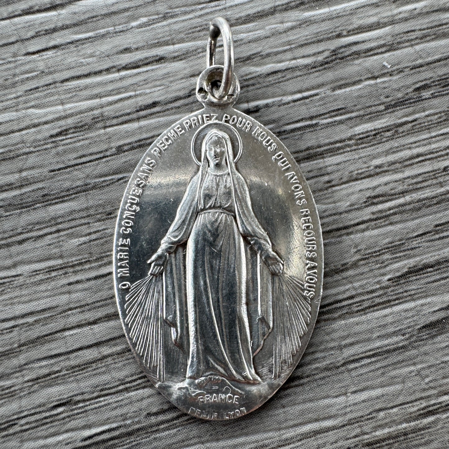 Médaille religieuse ancienne en argent - Sainte Vierge Marie