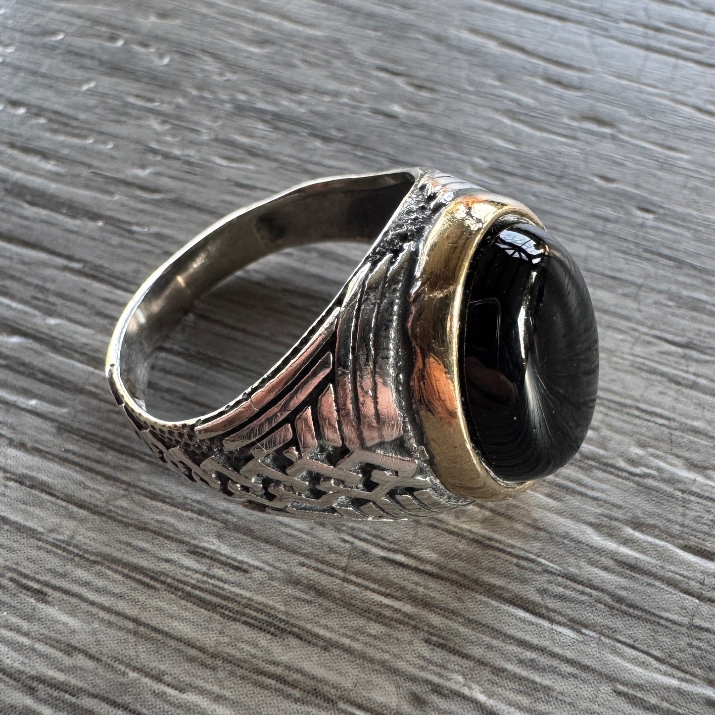 chevalière en argent et onyx