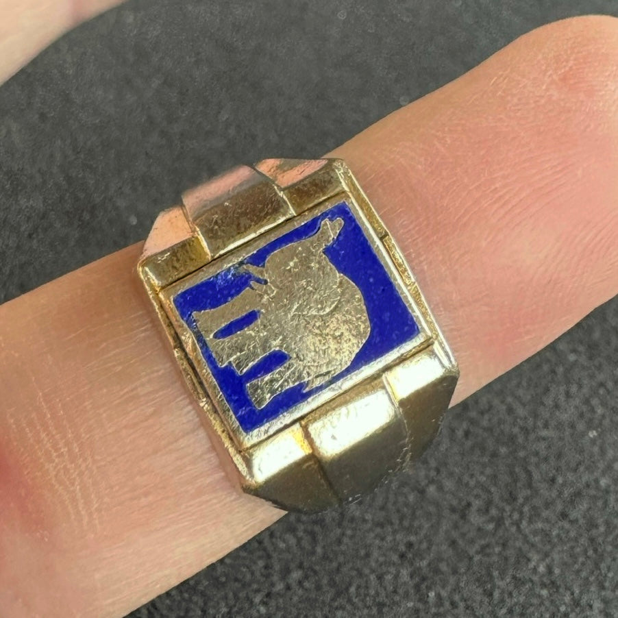 chevalière art deco émaillée - « Éléphant »