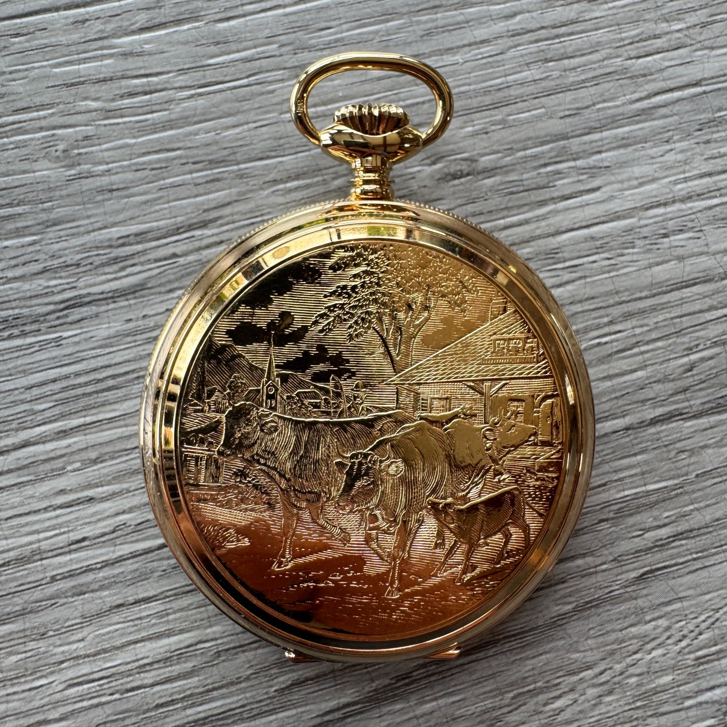 Superbe montre à gousset MATY Suisse « décor vaches »