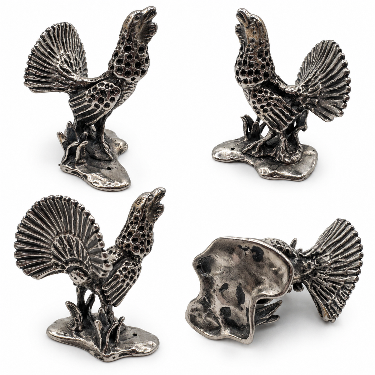 Figurine vintage « coq de bruyère » - métal argenté