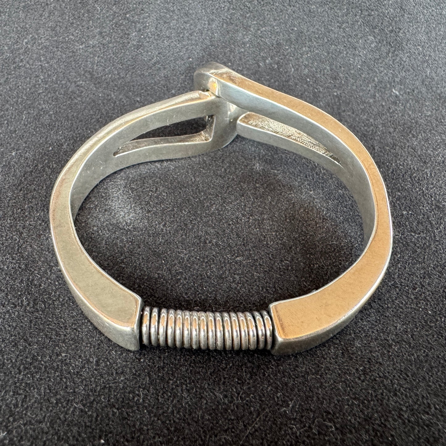 Bracelet vintage à ressort « numéro 3 » - métal argenté