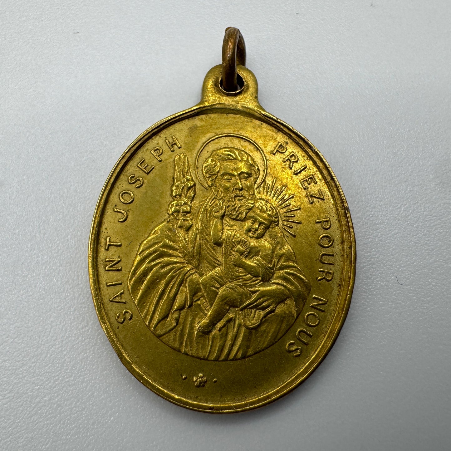 Médaille religieuse ancienne - Saint Jean Baptiste de la Salle & Saint Joseph