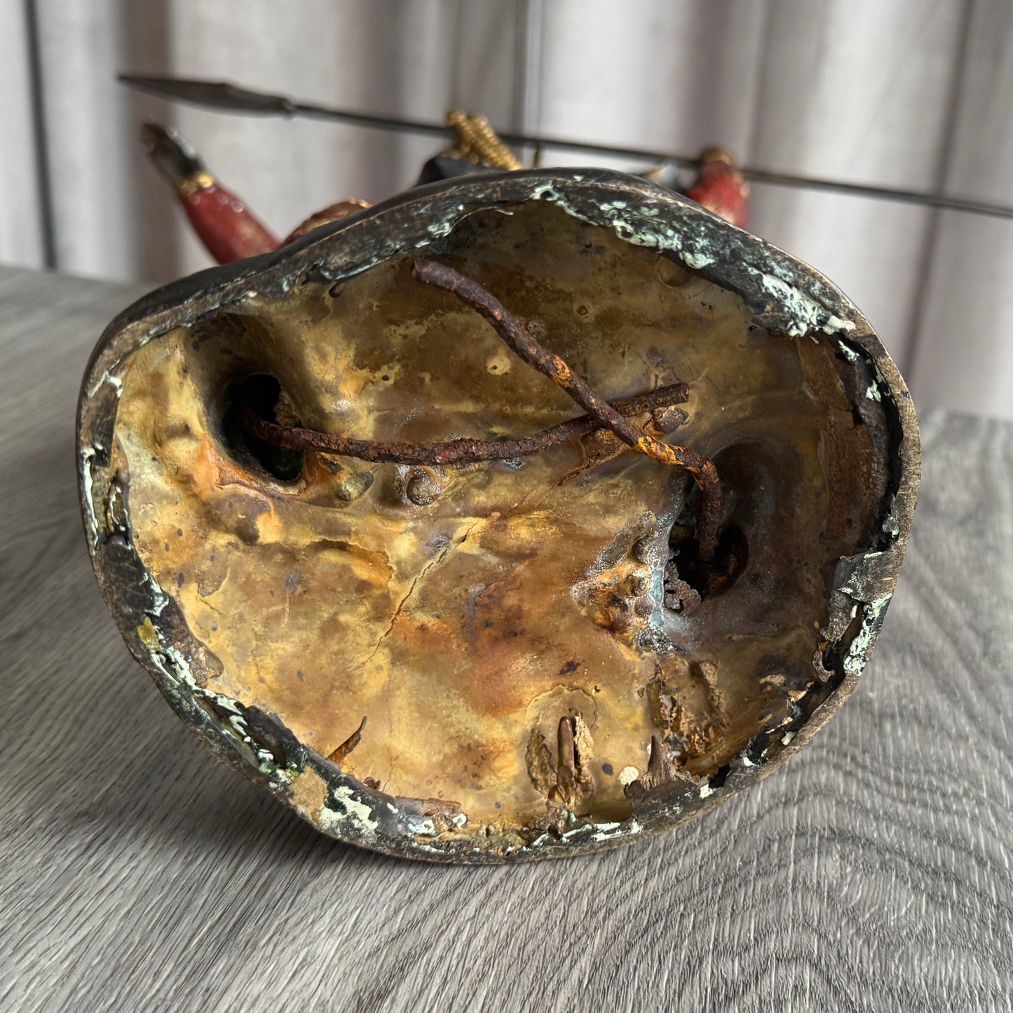 Sculpture en bronze polychrome XXeme - « samouraï Japonais lance Yari »