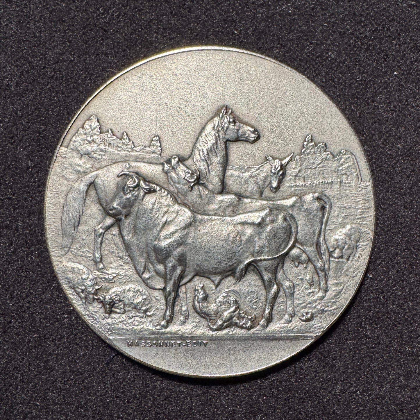 Médaille ancienne « Société Laitière Maggi 1909 » par Massonnet