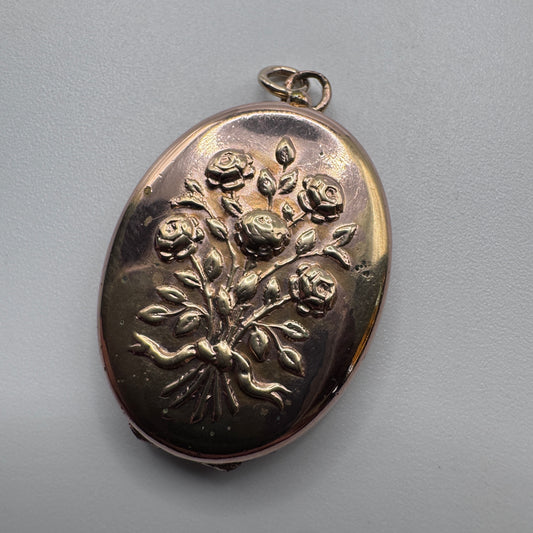 Pendentif ancien porte photo en plaqué or