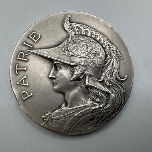 Médaille Art Nouveau Marianne casquée en argent- Marine de Seine « le Vagabond » par Arthus Bertrand - argent massif