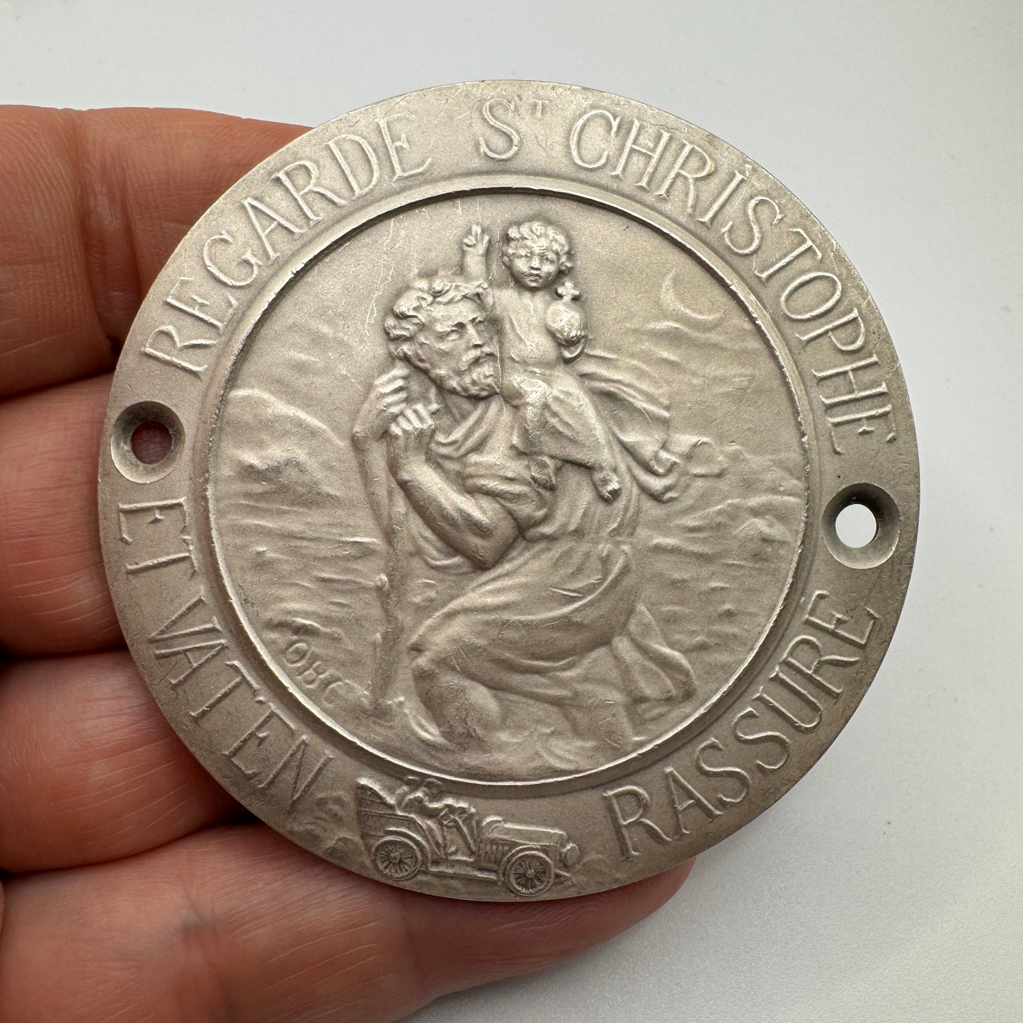 Superbe plaque de voiture ancienne vers 1900 « Saint Christophe »