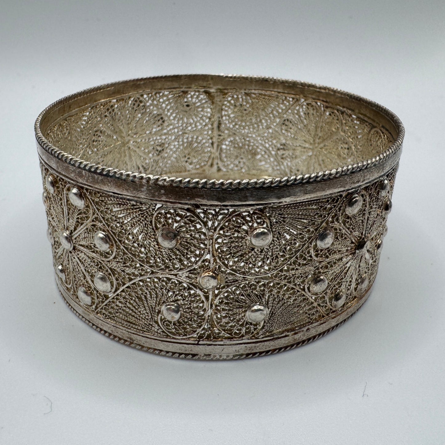 Bracelet ancien filigrane - métal argenté