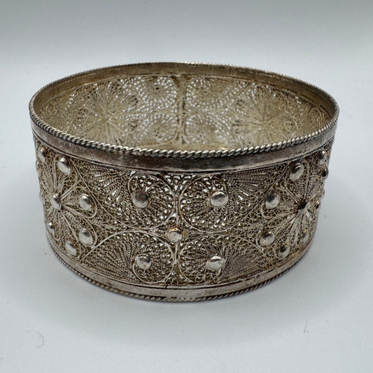 Bracelet ancien filigrane - métal argenté