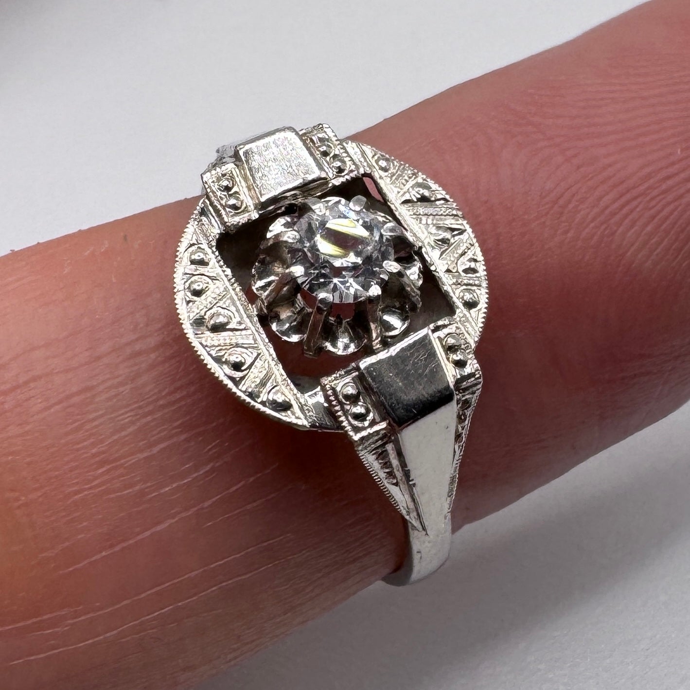 bague ancienne Art Deco en argent - neuf stock ancien bijoutier