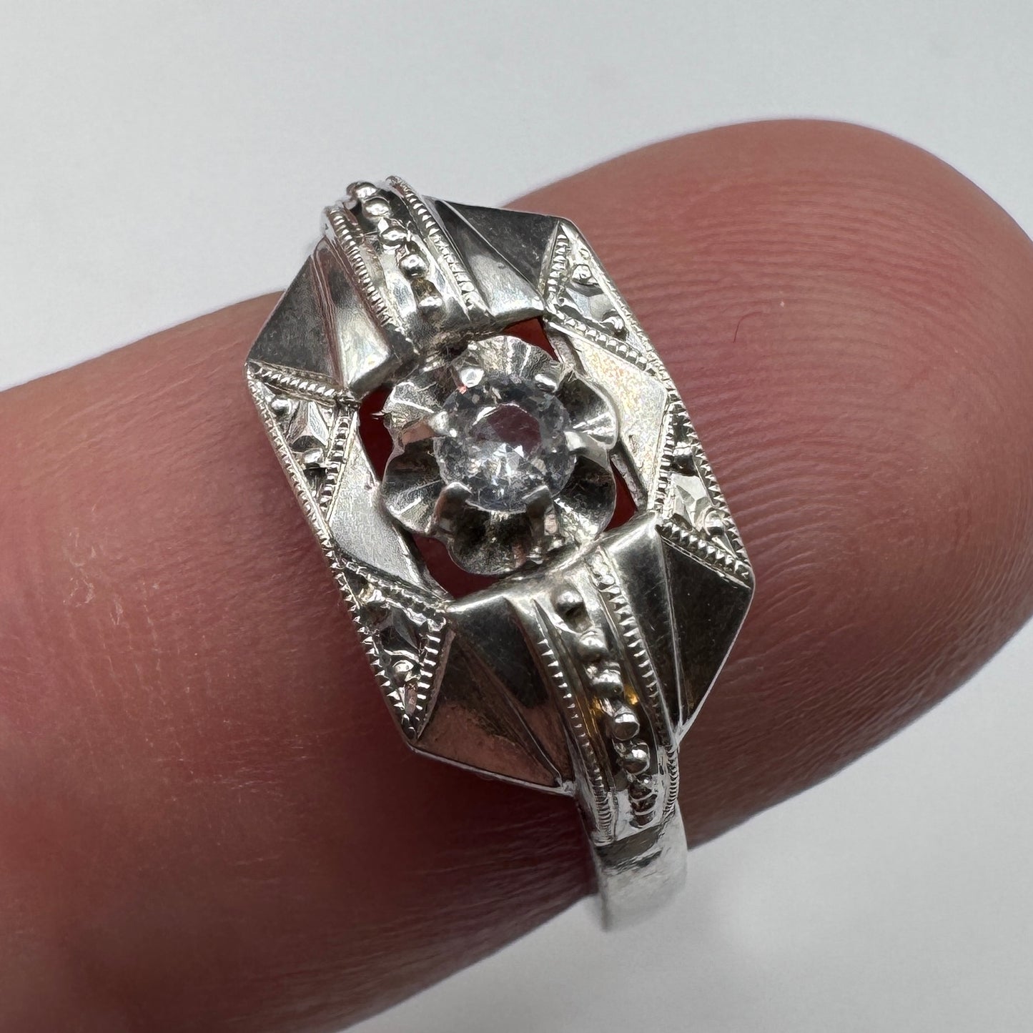 Superbe bague ancienne Art Deco argent massif - neuf stock ancien bijoutier