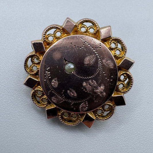 Broche ancienne en plaqué or vers 1900
