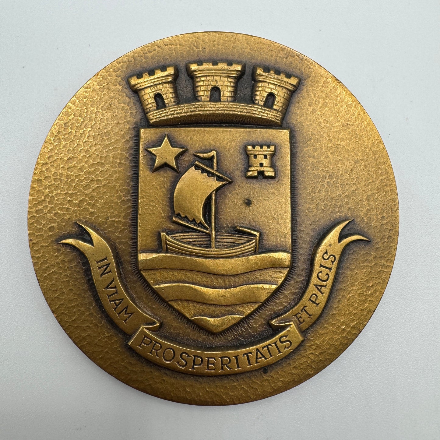Medaille artistique ancienne en bronze « Ville de Challans »
