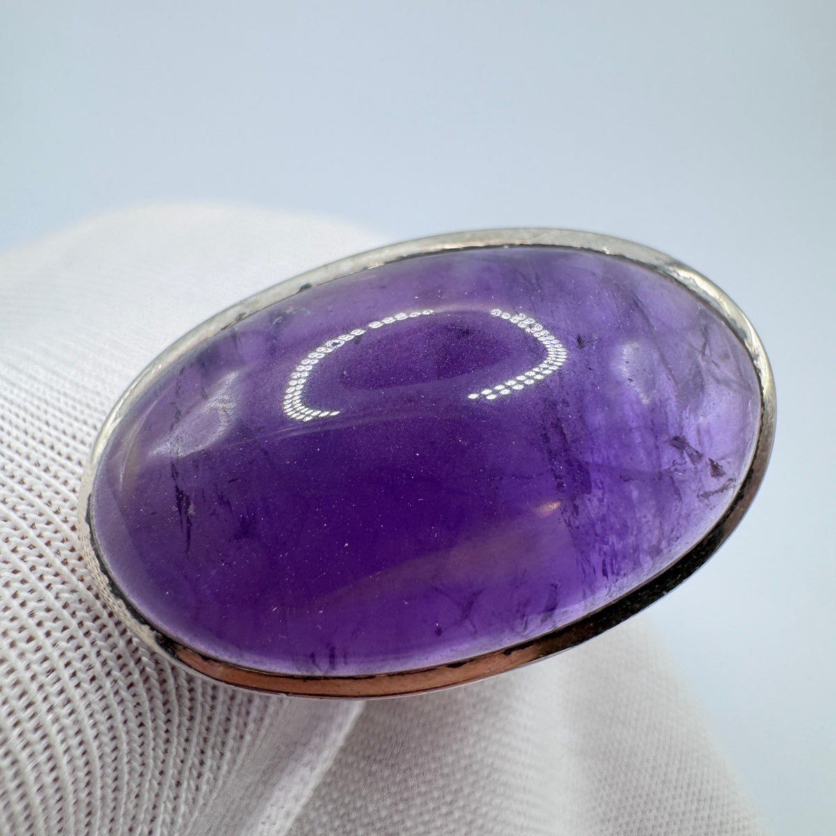 Grosse Bague en argent et améthyste