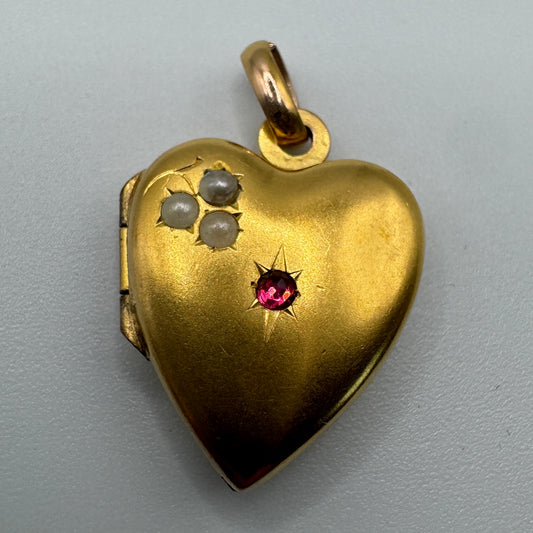 Pendentif ancien porte photo ou relique « coeur » - plaqué or