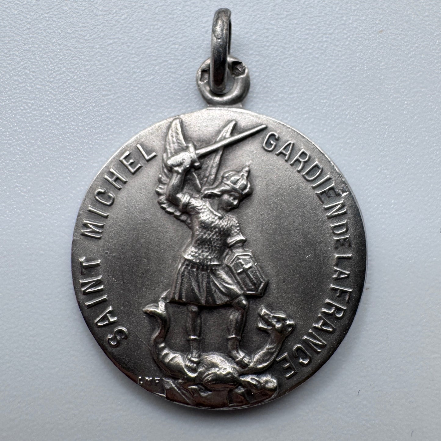 Superbe Médaille religieuse ancienne - « Saint Michel » - argent