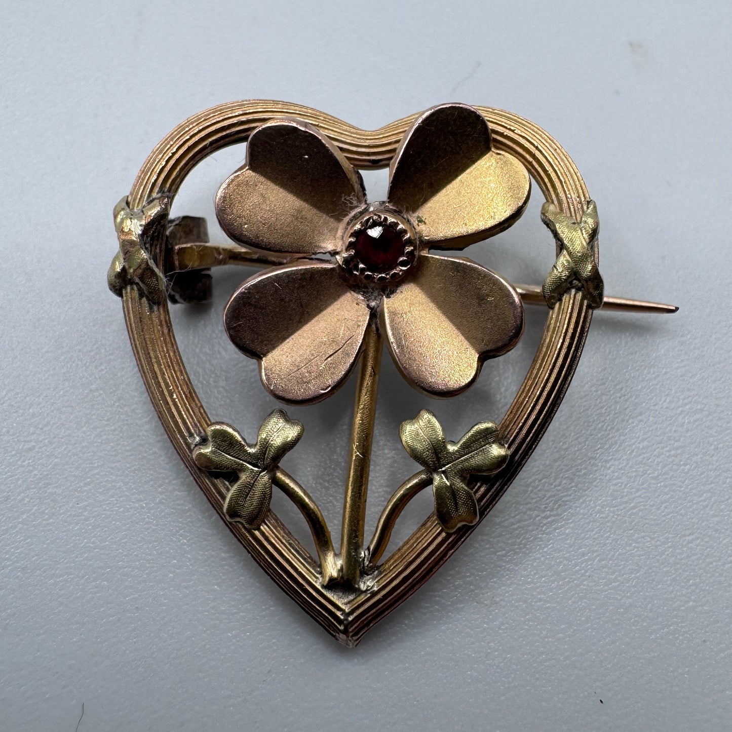 Broche ancienne Art Nouveau « trèfle à 4 feuilles » - vers 1900