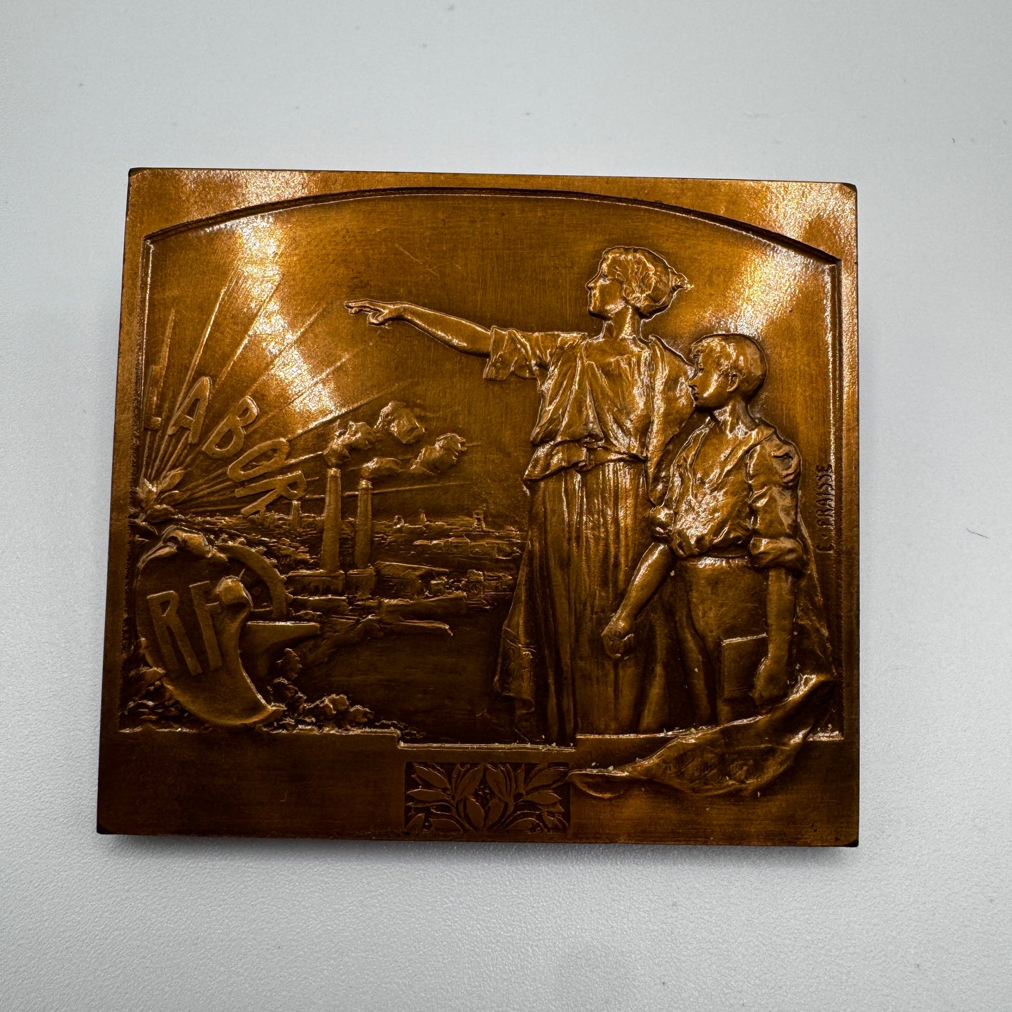 Plaque medaille Artistique « LABOR » - bronze signé Fraisse