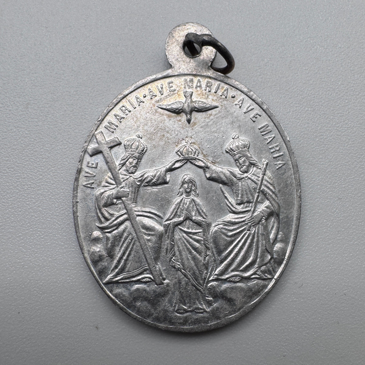 Medaille religieuse ancienne « Les trois privilèges de Marie »