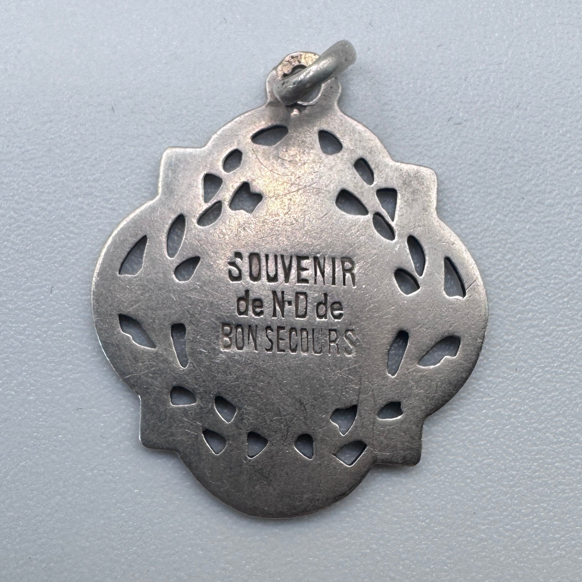 Medaille religieuse ancienne « Notre Dame de Bon Secours » - argent massif