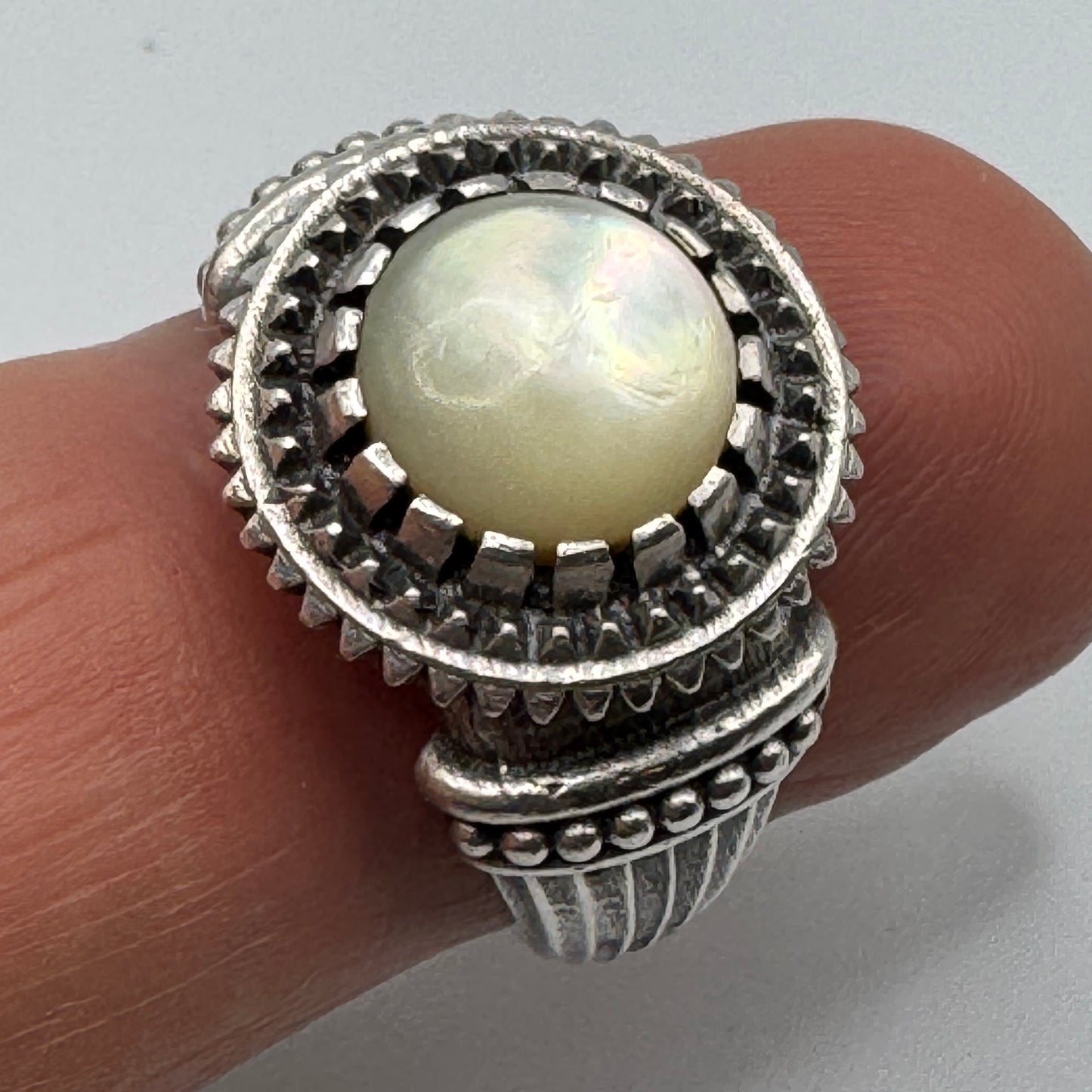 Superbe Bague en argent et nacre