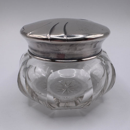 boîte à coton en argent massif et cristal