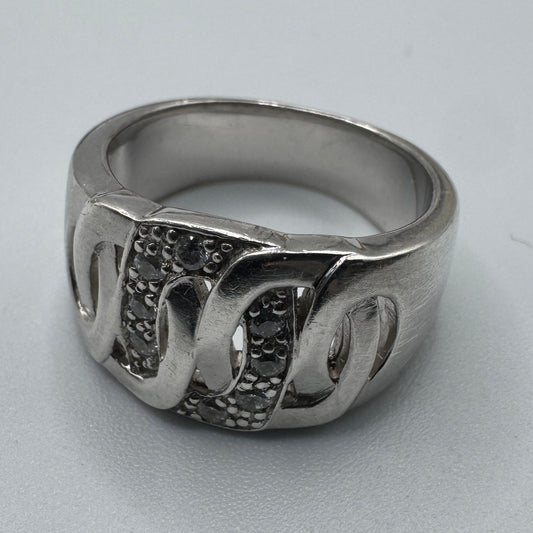 Grosse bague en argent et brillants
