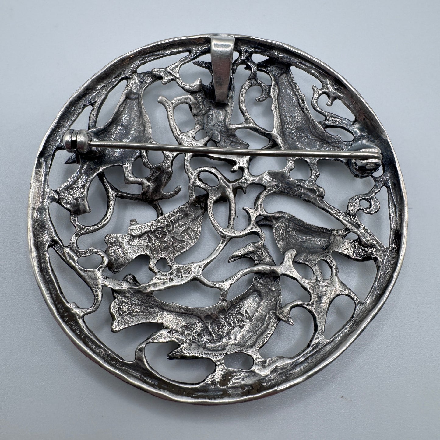 Grande Broche ancienne TOULHOAT « la volière » - argent massif