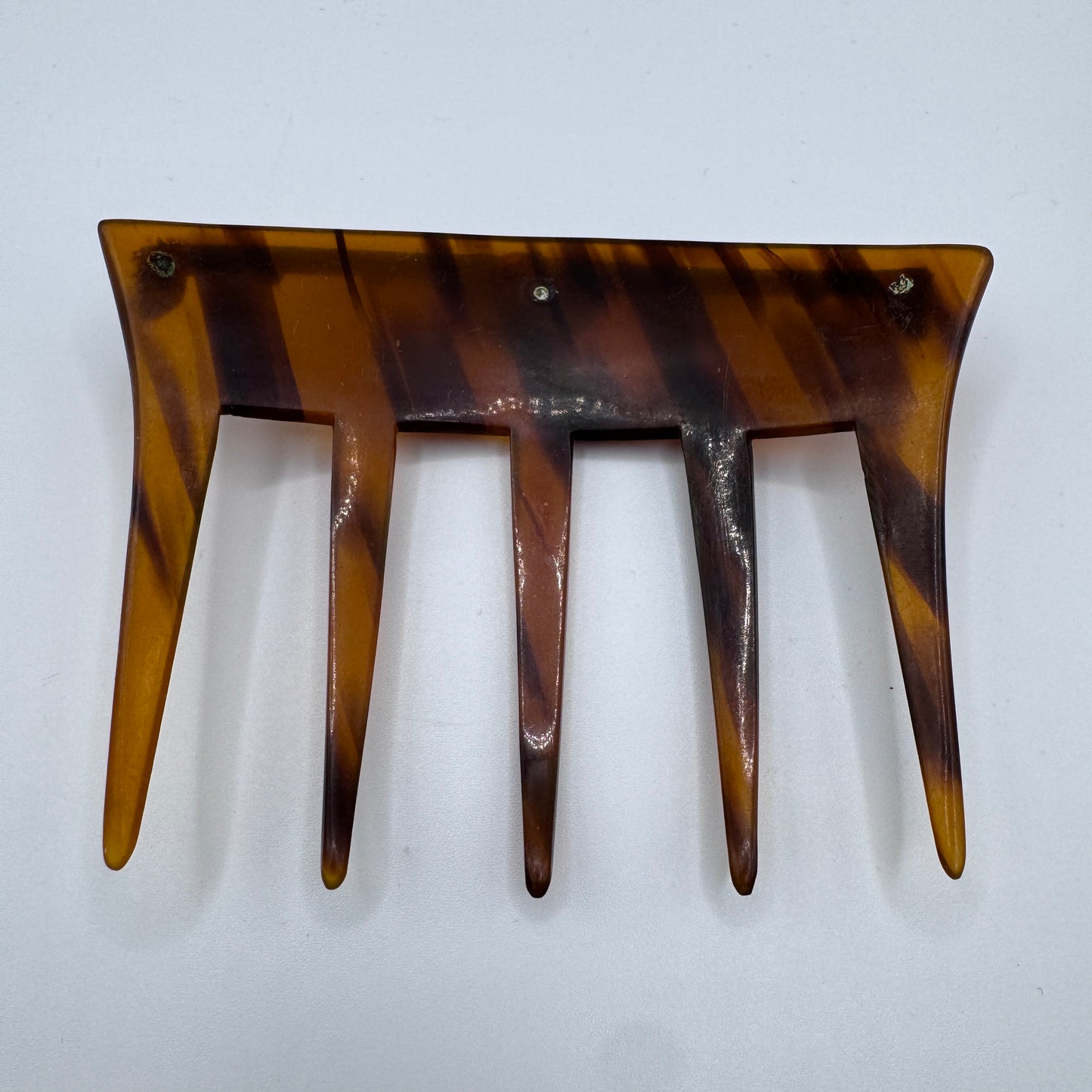 Peigne à cheveux art deco - celluloïd et métal damasquiné