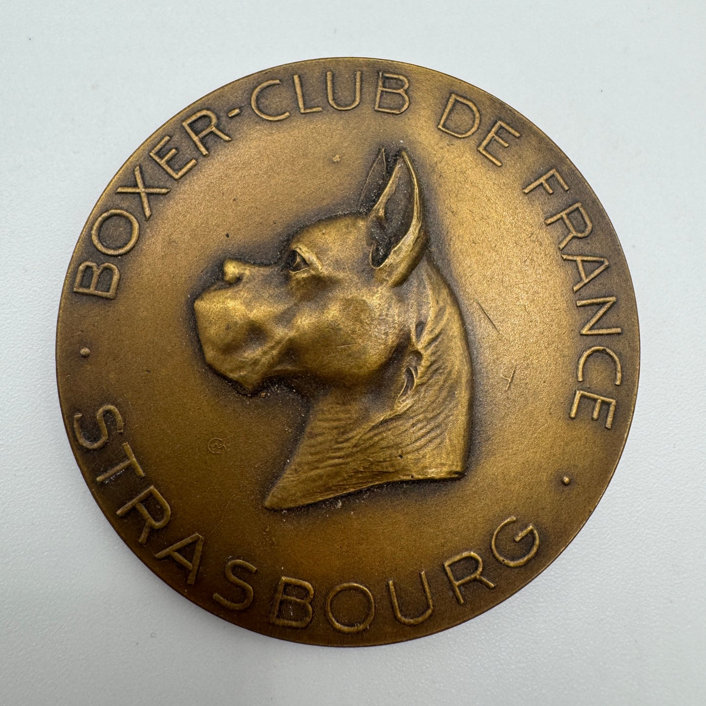 Medaille ancienne en bronze « Boxer club de France - Strasbourg »