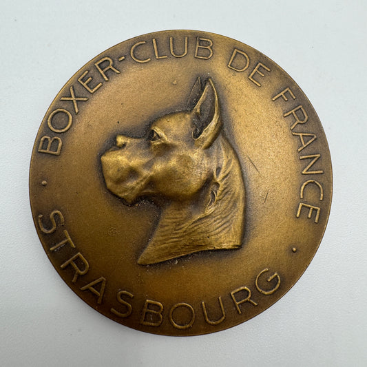 Medaille ancienne en bronze « Boxer club de France - Strasbourg »