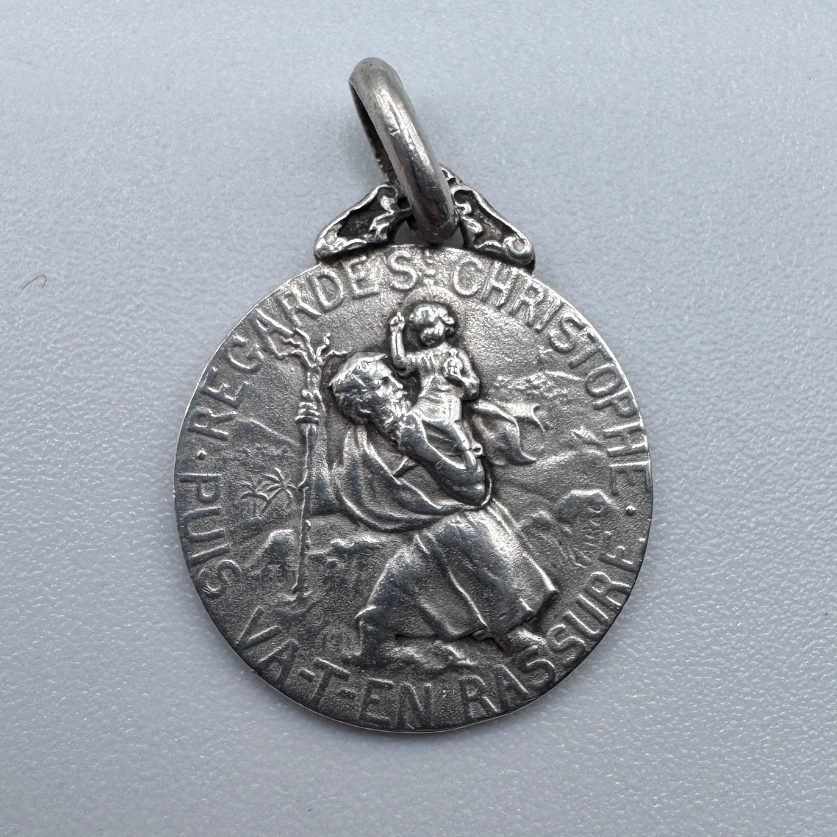 Medaille religieuse ancienne « Sainte Christophe » - argent