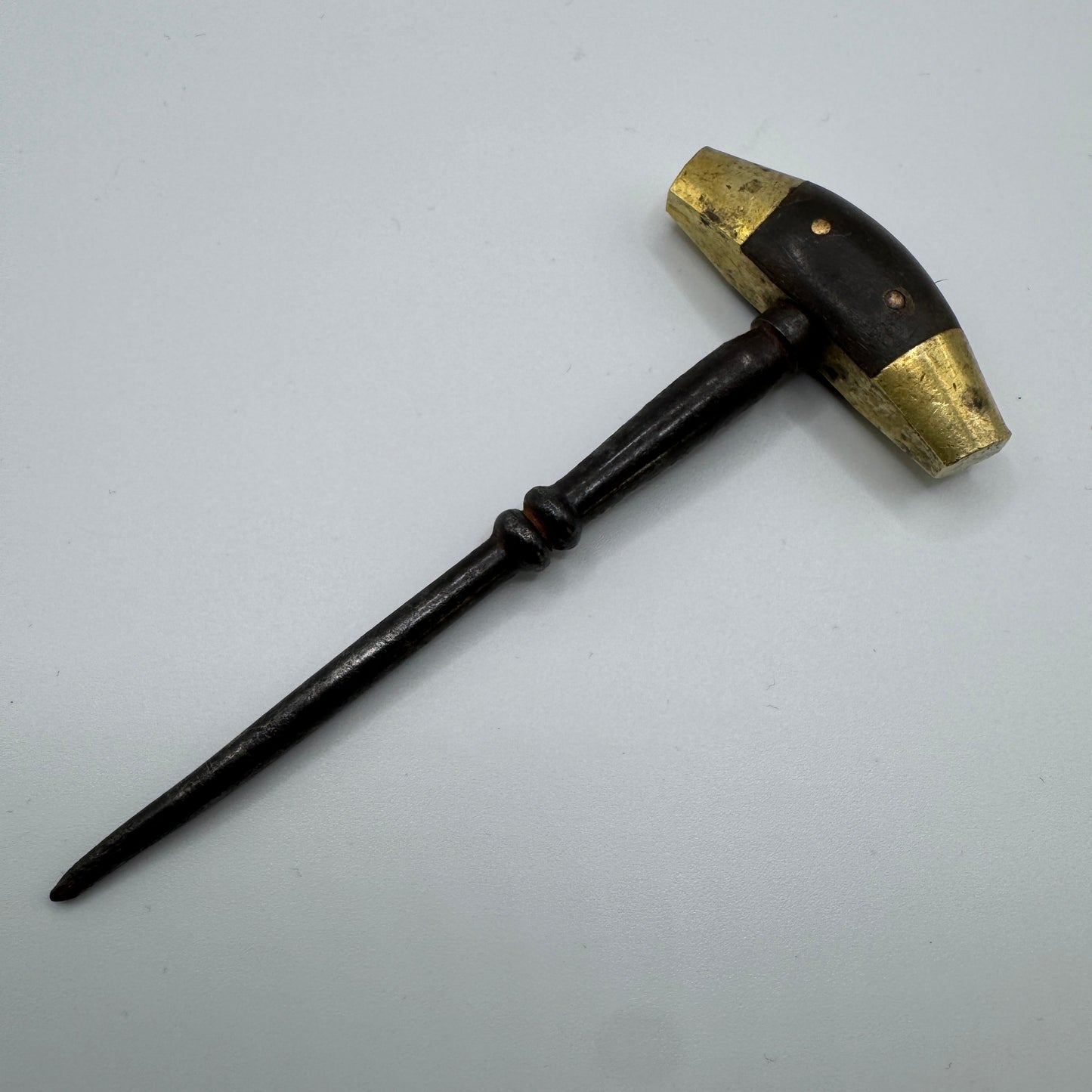 Ancienne Vrille Tire Bonde De Tonnelier bronze, acier et corne