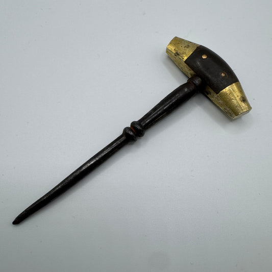 Ancienne Vrille Tire Bonde De Tonnelier bronze, acier et corne