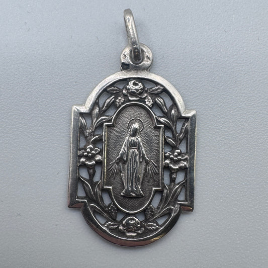 Medaille religieuse ancienne « Sainte Vierge » - argent massif