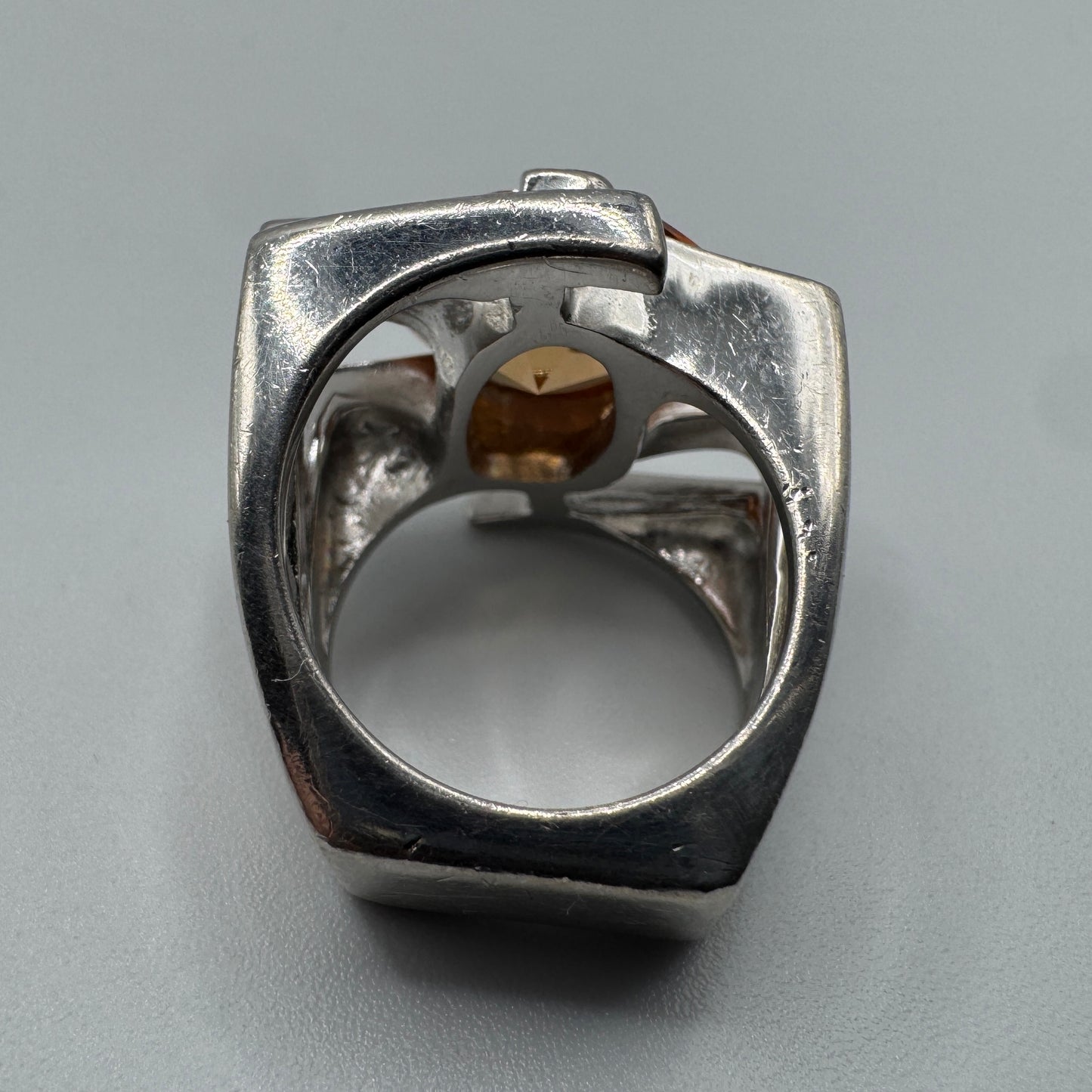 Grosse Bague en argent et verre taillé
