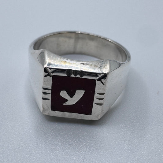 Superbe chevalière ancienne initiale Y - argent massif