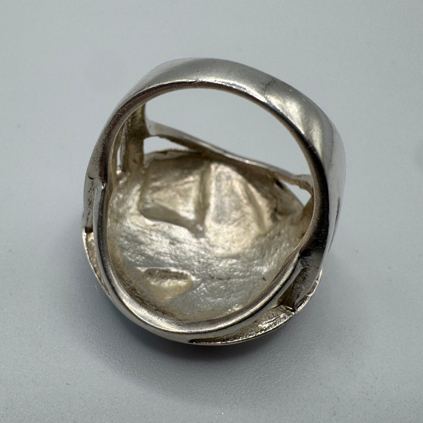 Grosse Bague en argent et nacre