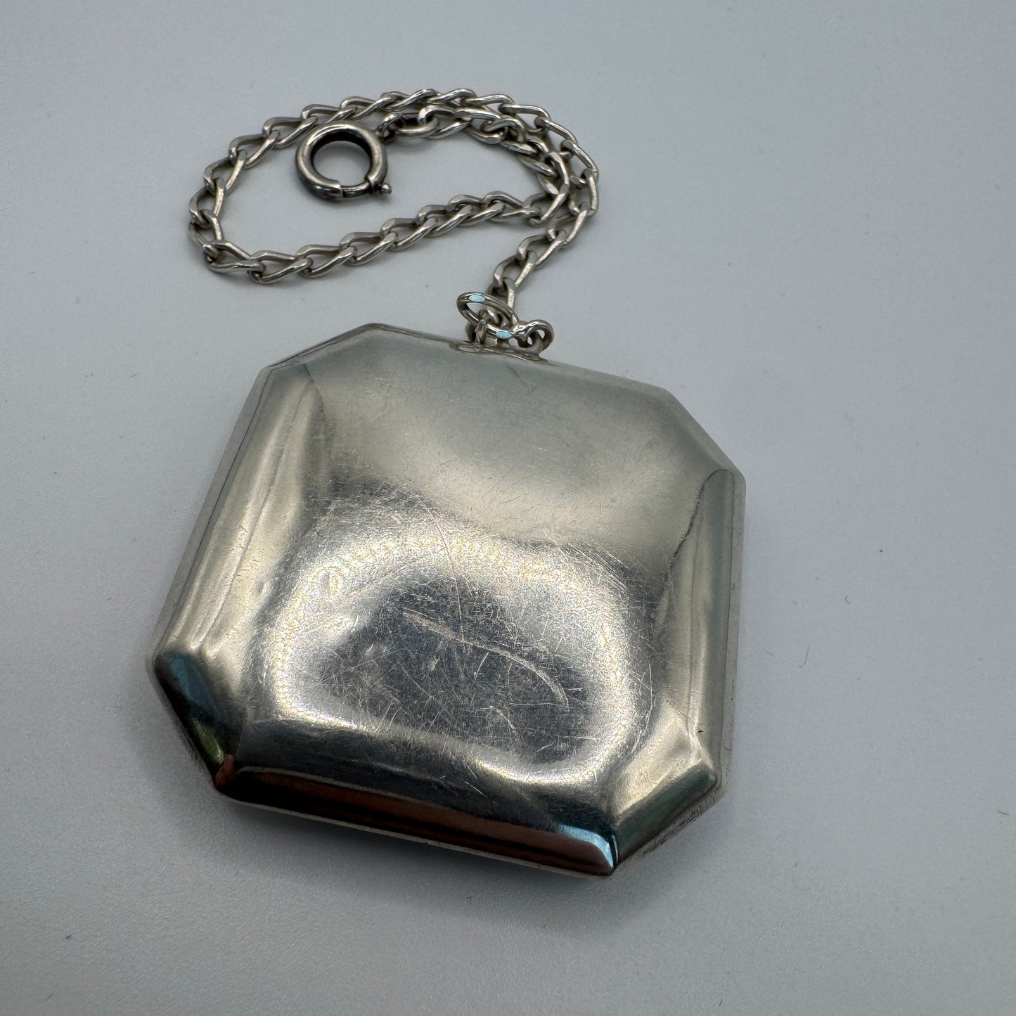 boîte ancienne poudrier Art Nouveau - argent massif