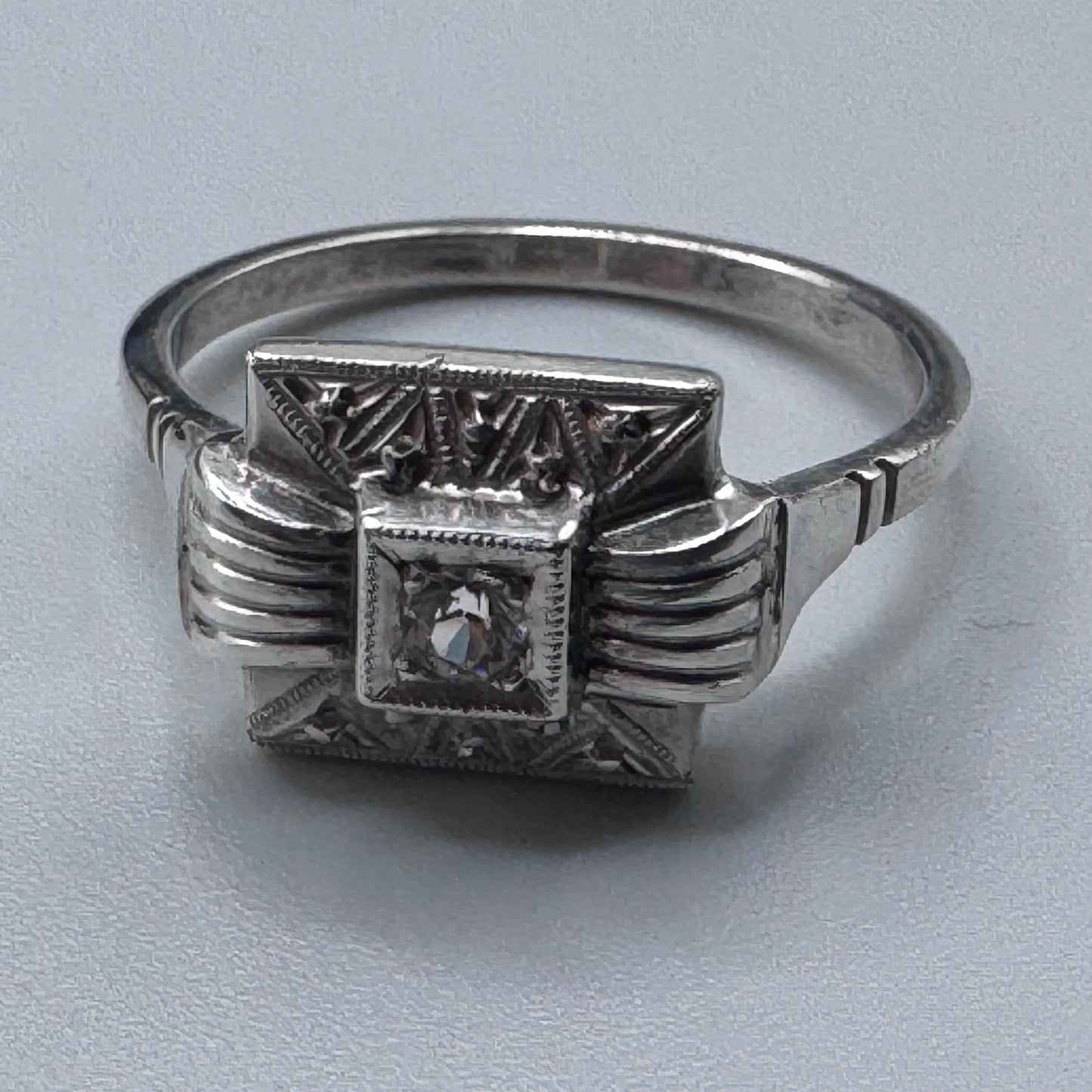 Superbe bague ancienne Art Deco argent massif - neuf stock ancien bijoutier