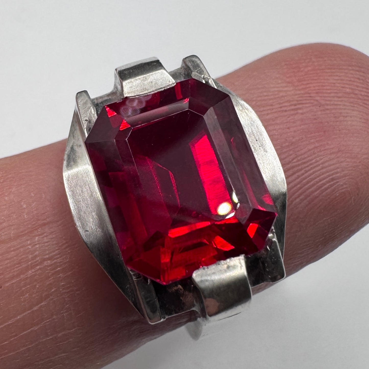 Superbe bague ancienne Art Deco argent massif - neuf stock ancien bijoutier