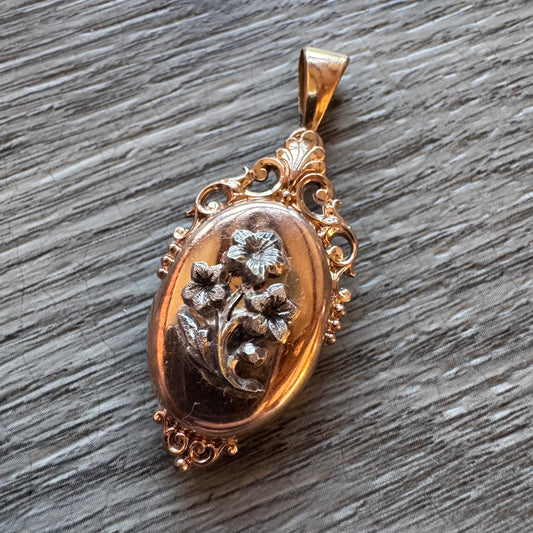 Pendentif ancien porte photo ou relique - plaqué or