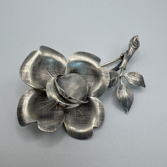 Broche ancienne « rose » - argent massif
