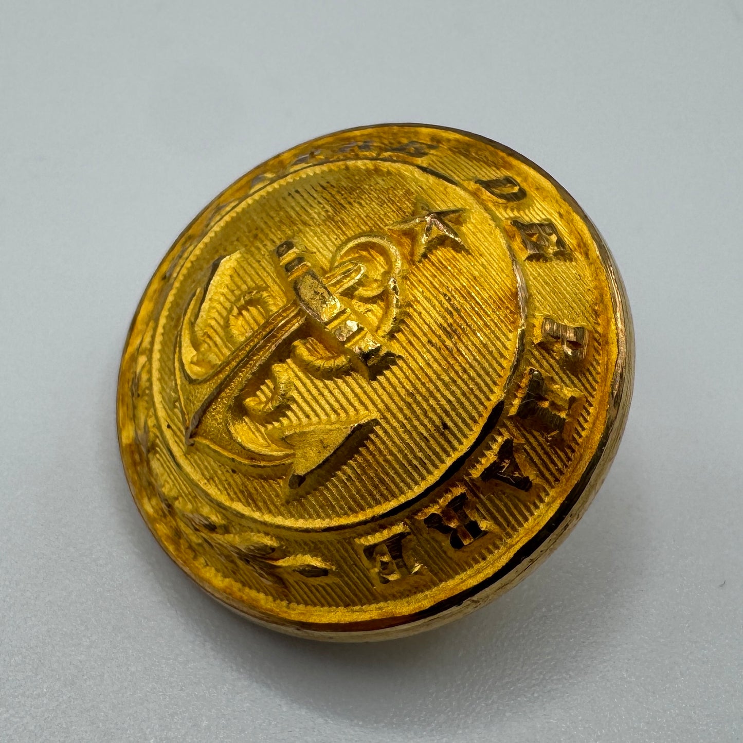 Rare Bouton ancien D’officier Plaque Or - «  Maître De Phare »