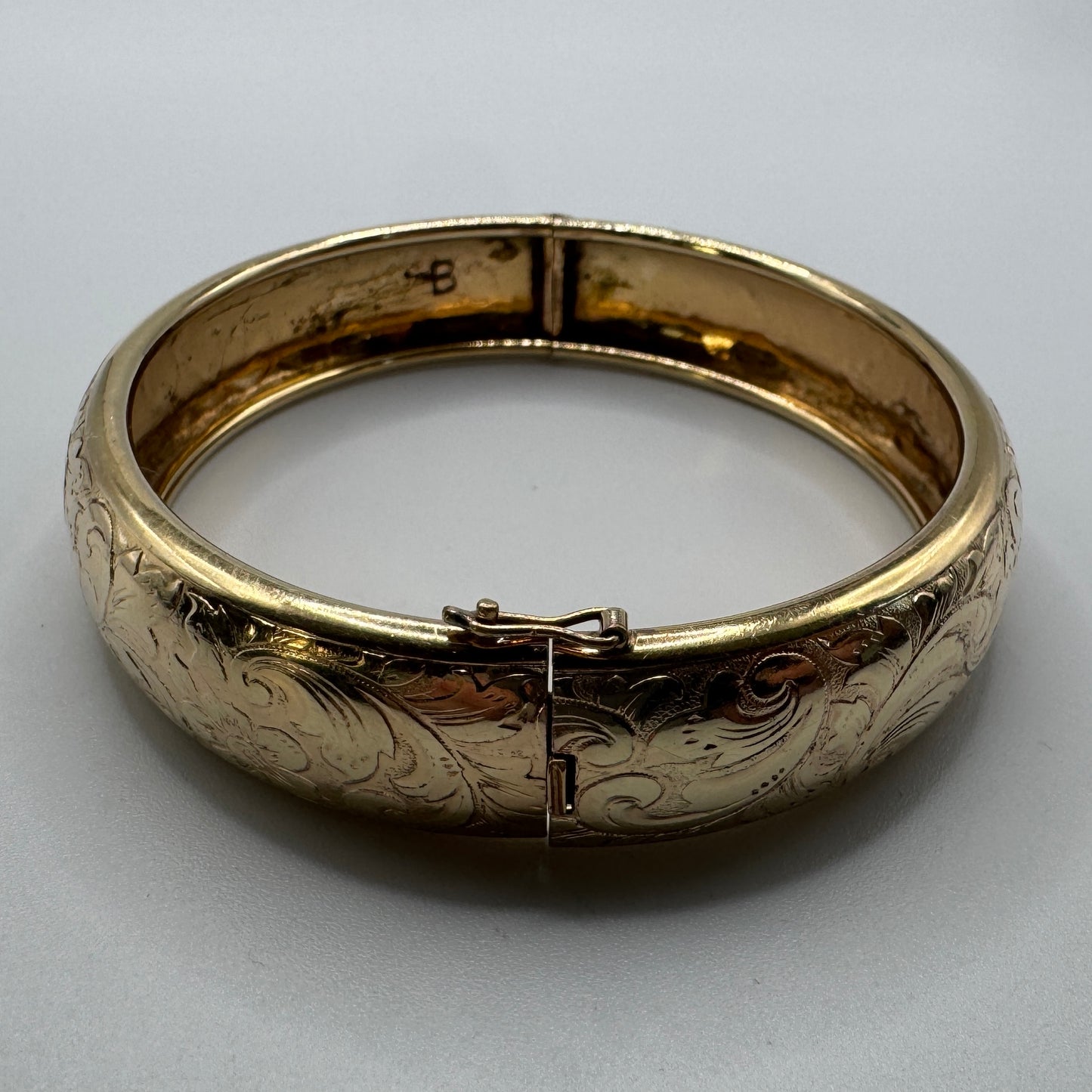 Bracelet ancien plaqué or-bracelet jonc - fermoir cliquet