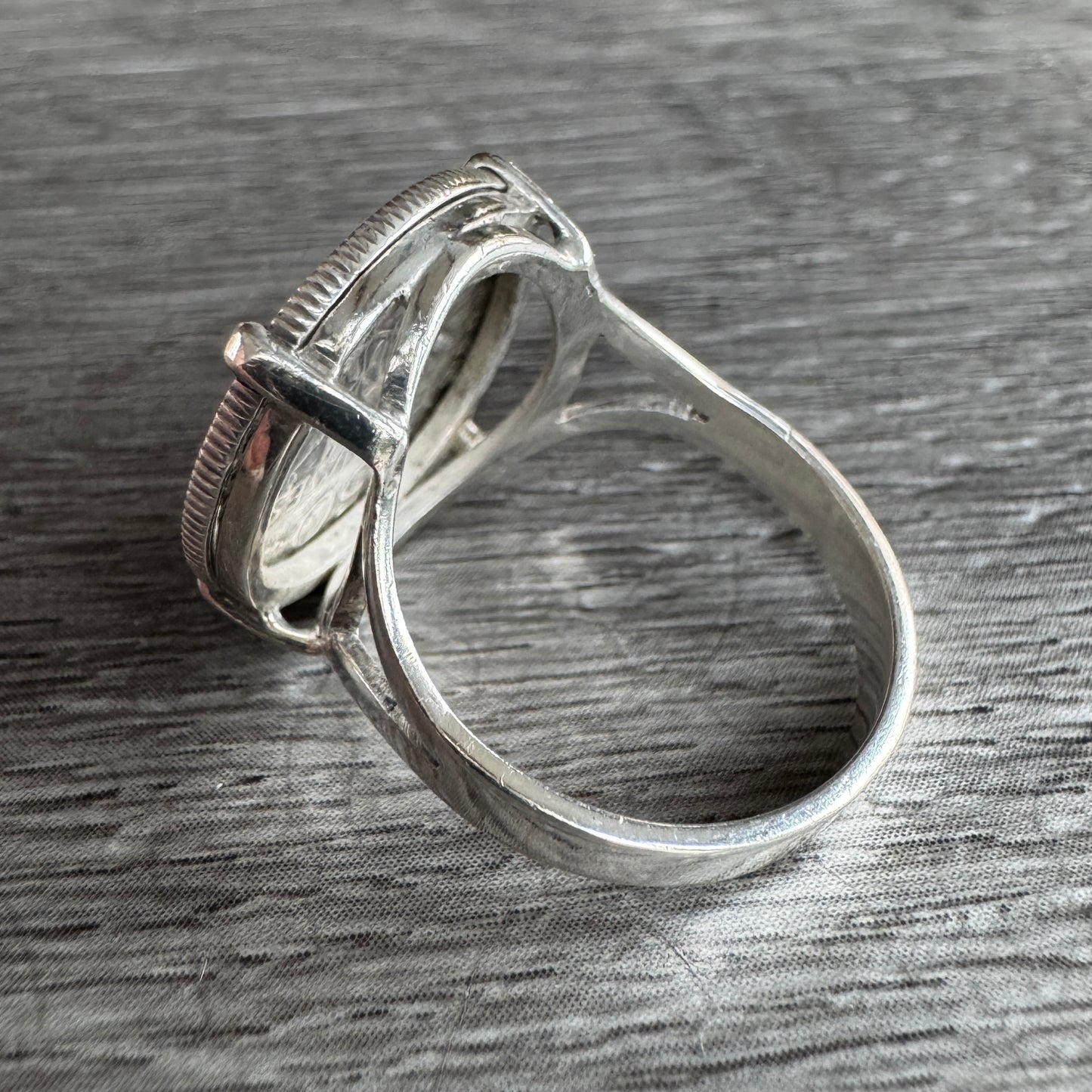 Bague ancienne en argent « monnaie 50 centimes semeuse »