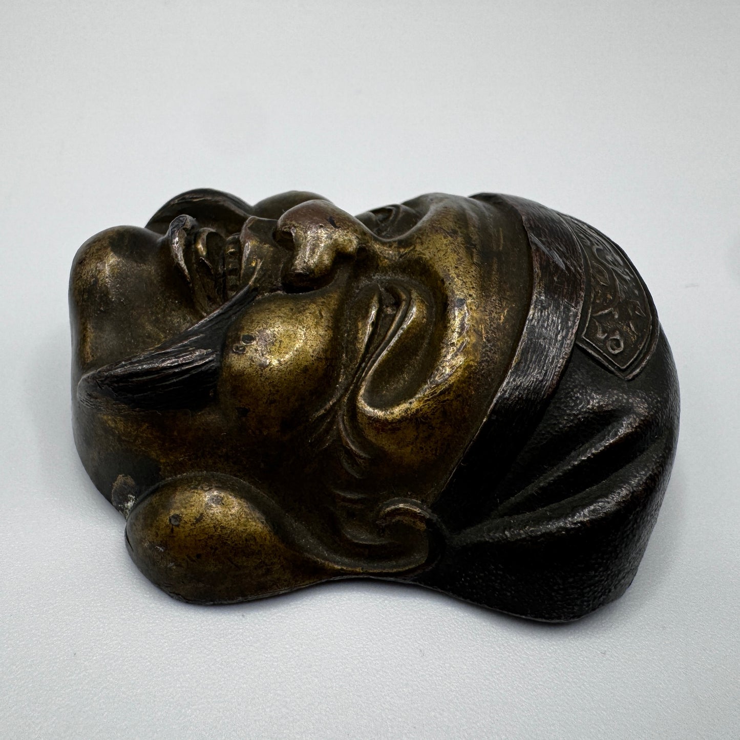 Masque Japonais Miniature Noh periode Meiji - bronze régule